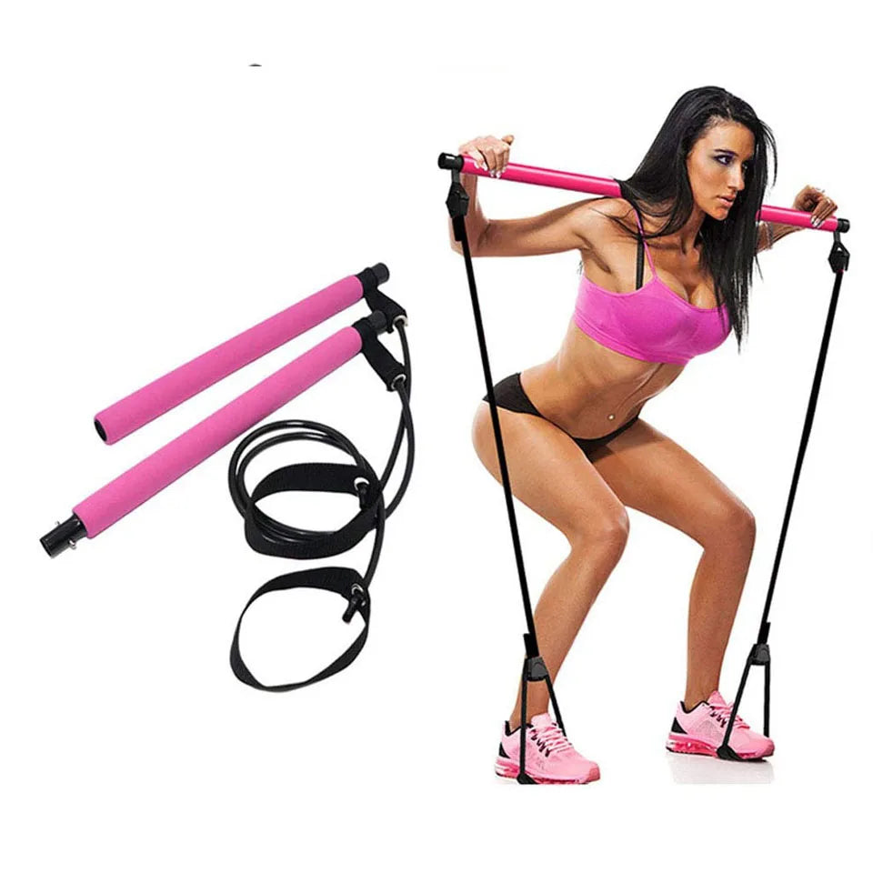 Fitness Yoga Pilates Bar Stick with Resistance Bands