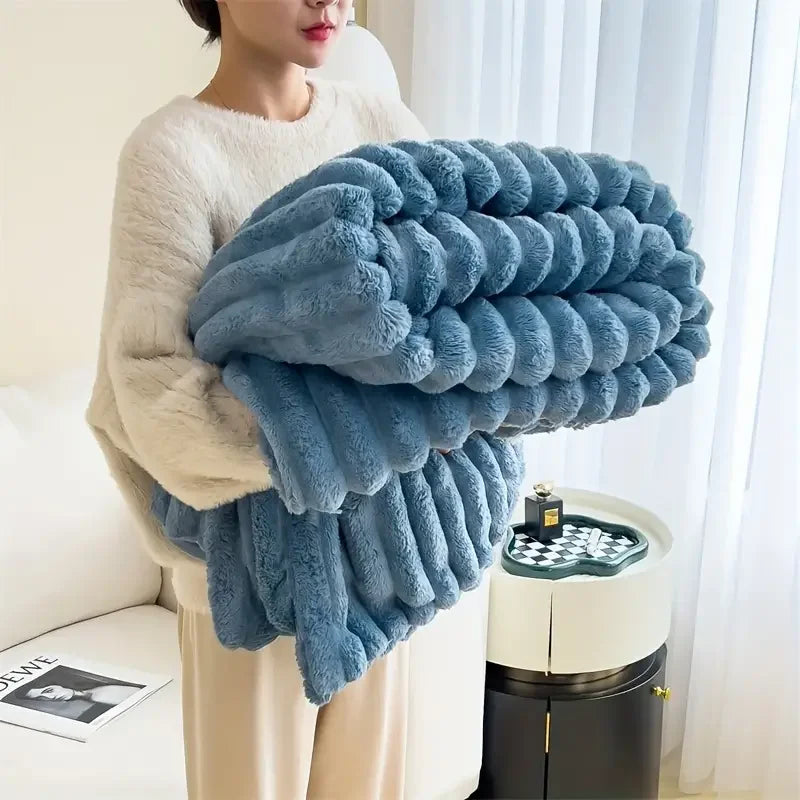 Light Luxury Solid Color Multifunctional Rabbit Velvet Blanket