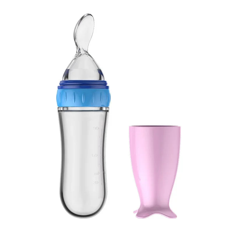 Silicone Baby Bottle with Spoon