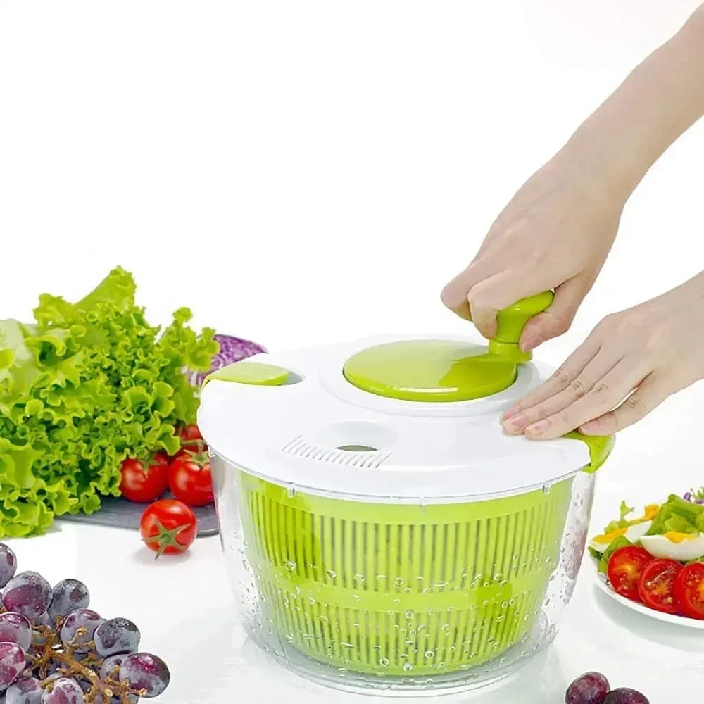 Salad Spinner Dryer Fruit Drain Basket Hand Crank Vegetable