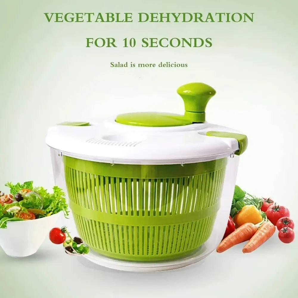 Salad Spinner Dryer Fruit Drain Basket Hand Crank Vegetable