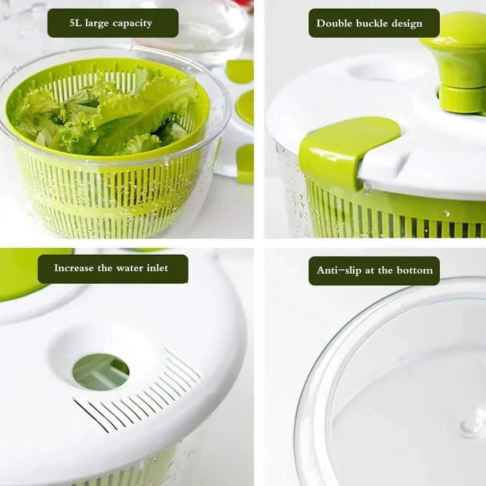 Salad Spinner Dryer Fruit Drain Basket Hand Crank Vegetable