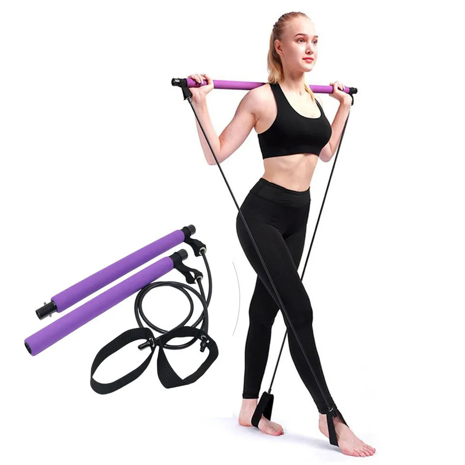 Fitness Yoga Pilates Bar Stick with Resistance Bands