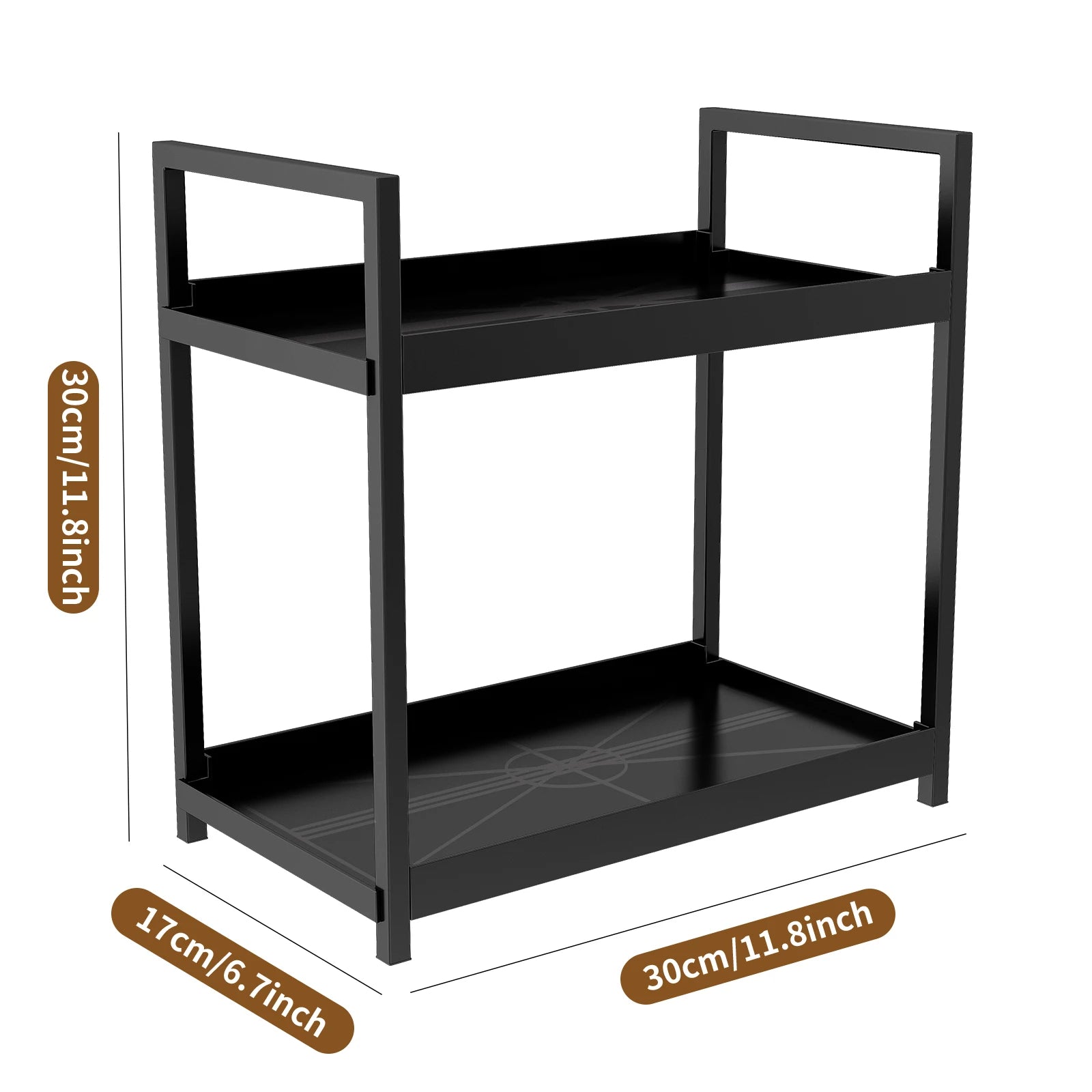 Cosmetic Storage Bathroom,Kitchen Spice Holder Storage Rack 2 Tier Black and White Multifunctional