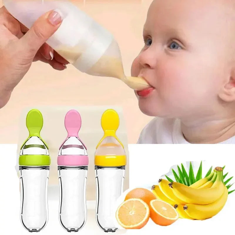 Silicone Baby Bottle with Spoon