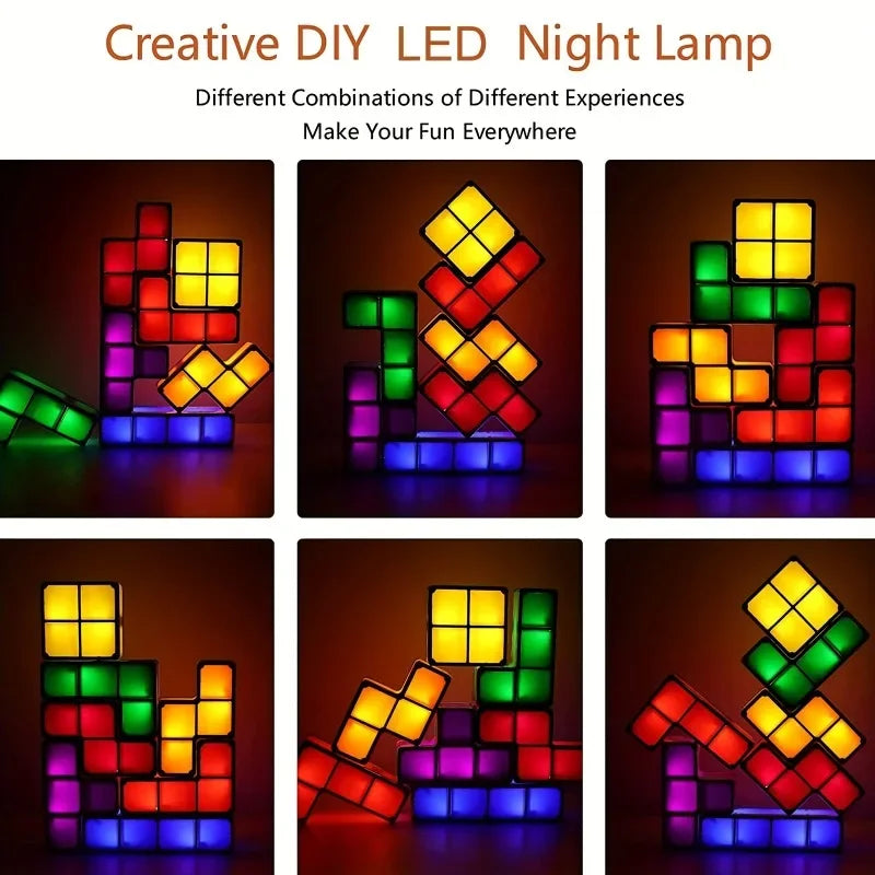 Colorful 3D Creative Diy Square Lamp Led Smart Light-Emitting Toy Table Lamp Bedroom Puzzle Atmosphere Light Children'S Gift