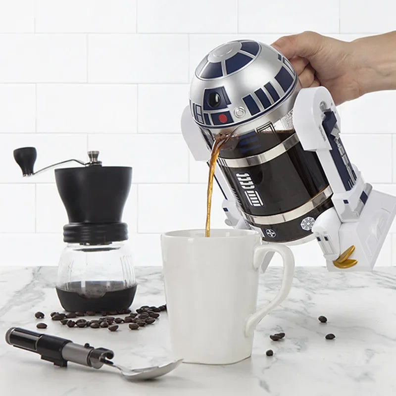 R2-D2 Cartoon Star Wars Robot Office Home 960Ml Moka Hand Coffee Maker Manual Thermal Stainless Steel Pressing Mini Coffee Pot