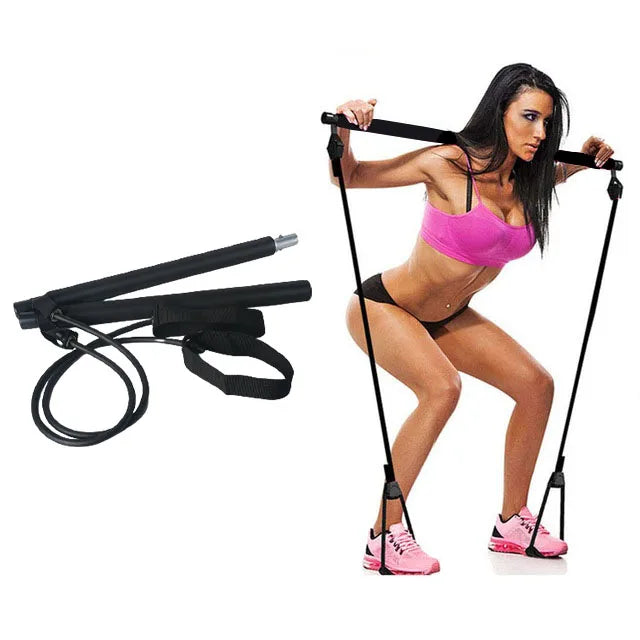 Fitness Yoga Pilates Bar Stick with Resistance Bands