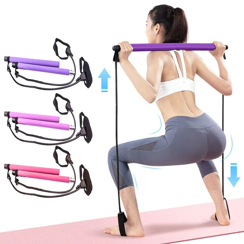 Fitness Yoga Pilates Bar Stick with Resistance Bands