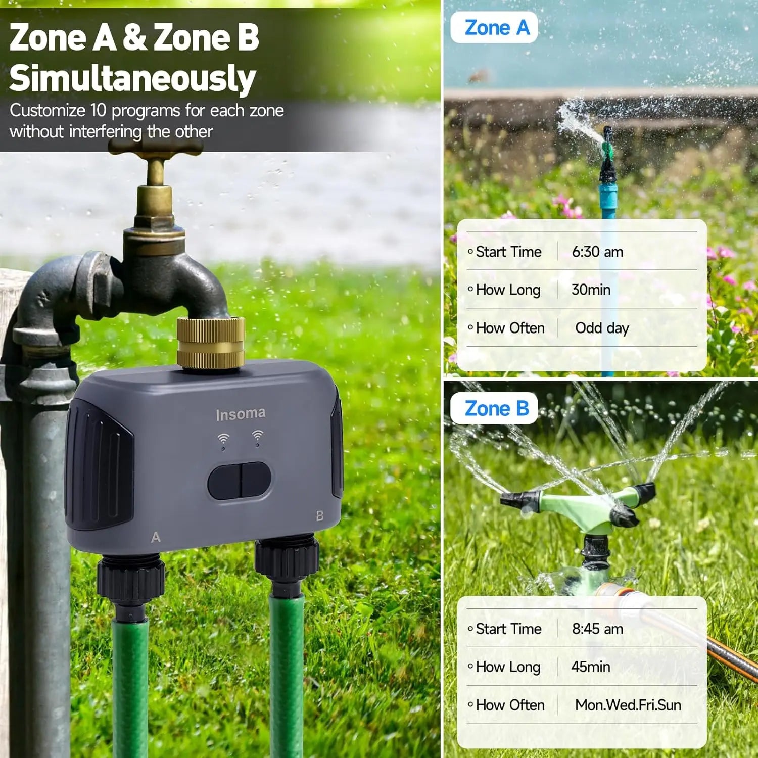 WiFi Automatic Water Timer with Gateway 2 Ways Garden Irrigation Watering System Support Google Amazon