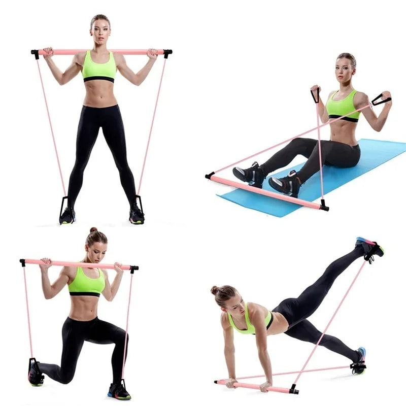 Fitness Yoga Pilates Bar Stick with Resistance Bands