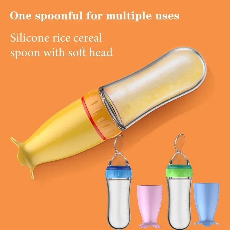 Silicone Baby Bottle with Spoon