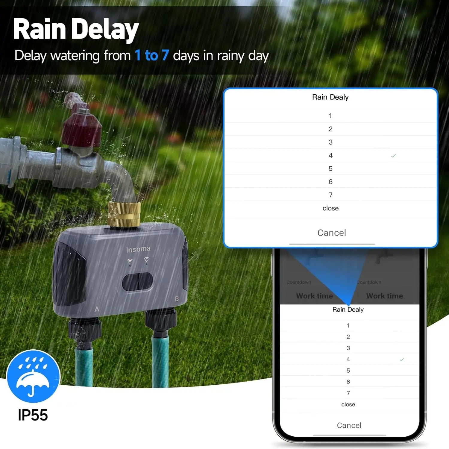 WiFi Automatic Water Timer with Gateway 2 Ways Garden Irrigation Watering System Support Google Amazon