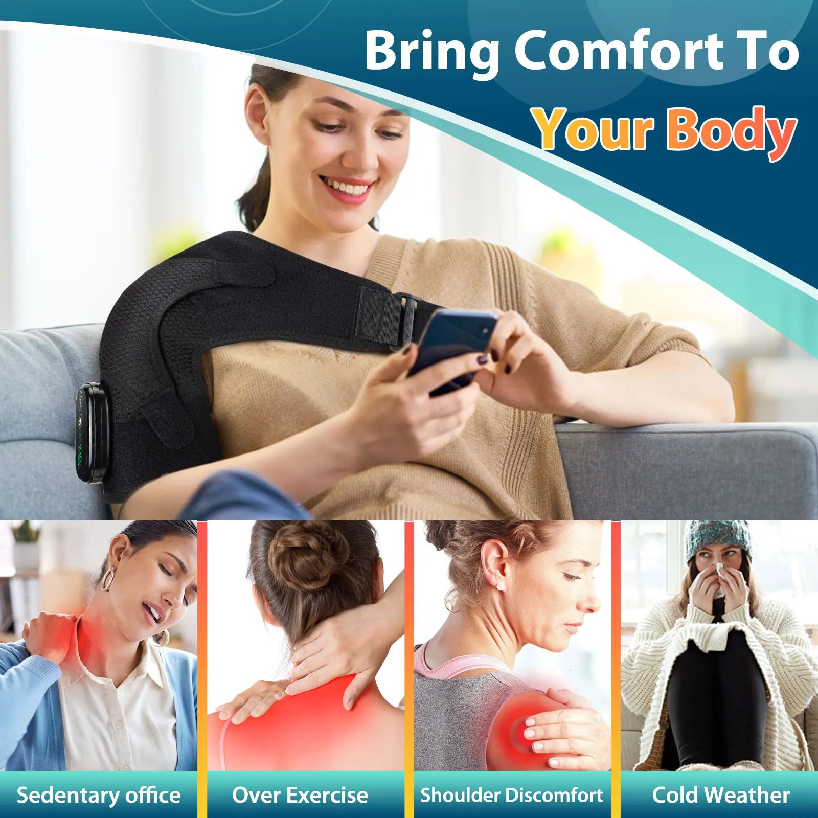 Electric Heating Pad Shoulder Vibration Massager