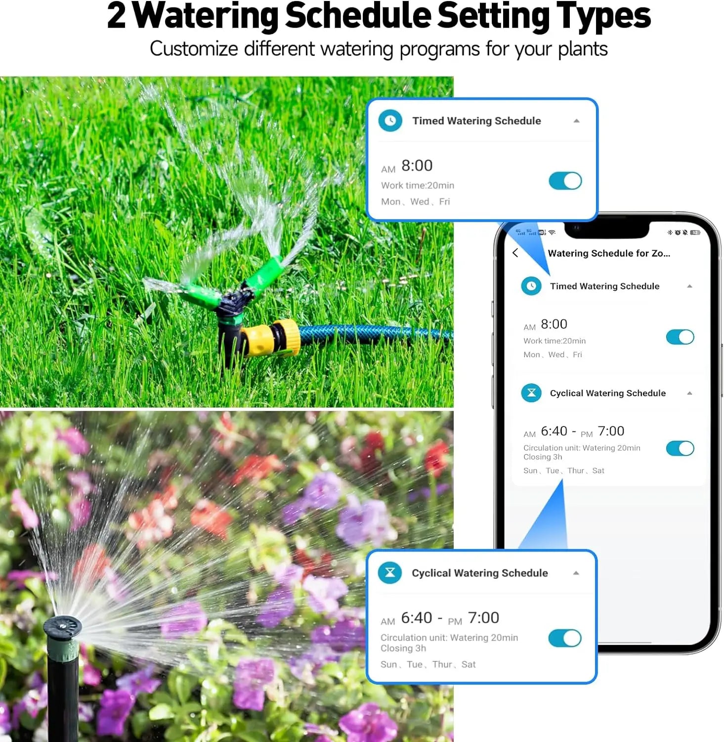 WiFi Automatic Water Timer with Gateway 2 Ways Garden Irrigation Watering System Support Google Amazon