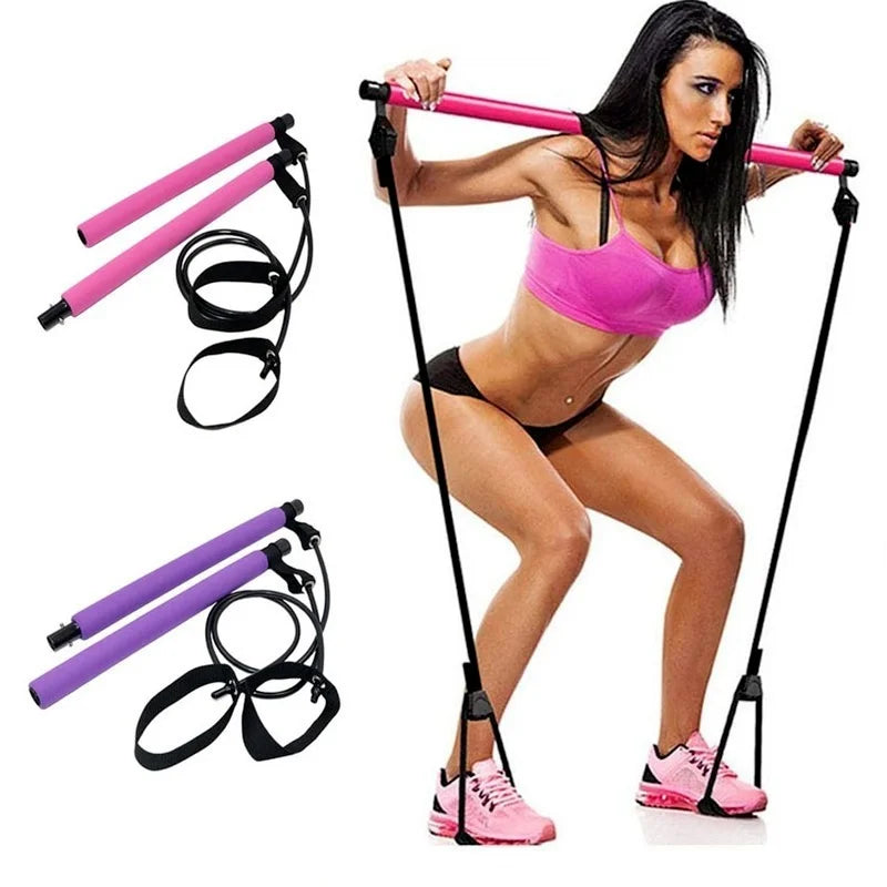 Fitness Yoga Pilates Bar Stick with Resistance Bands